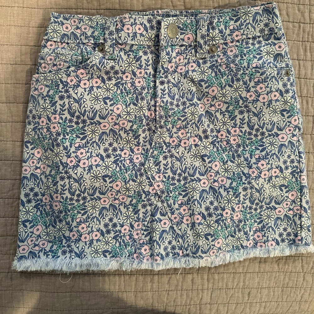 Girls Cat & Jack Floral Denim Skirt